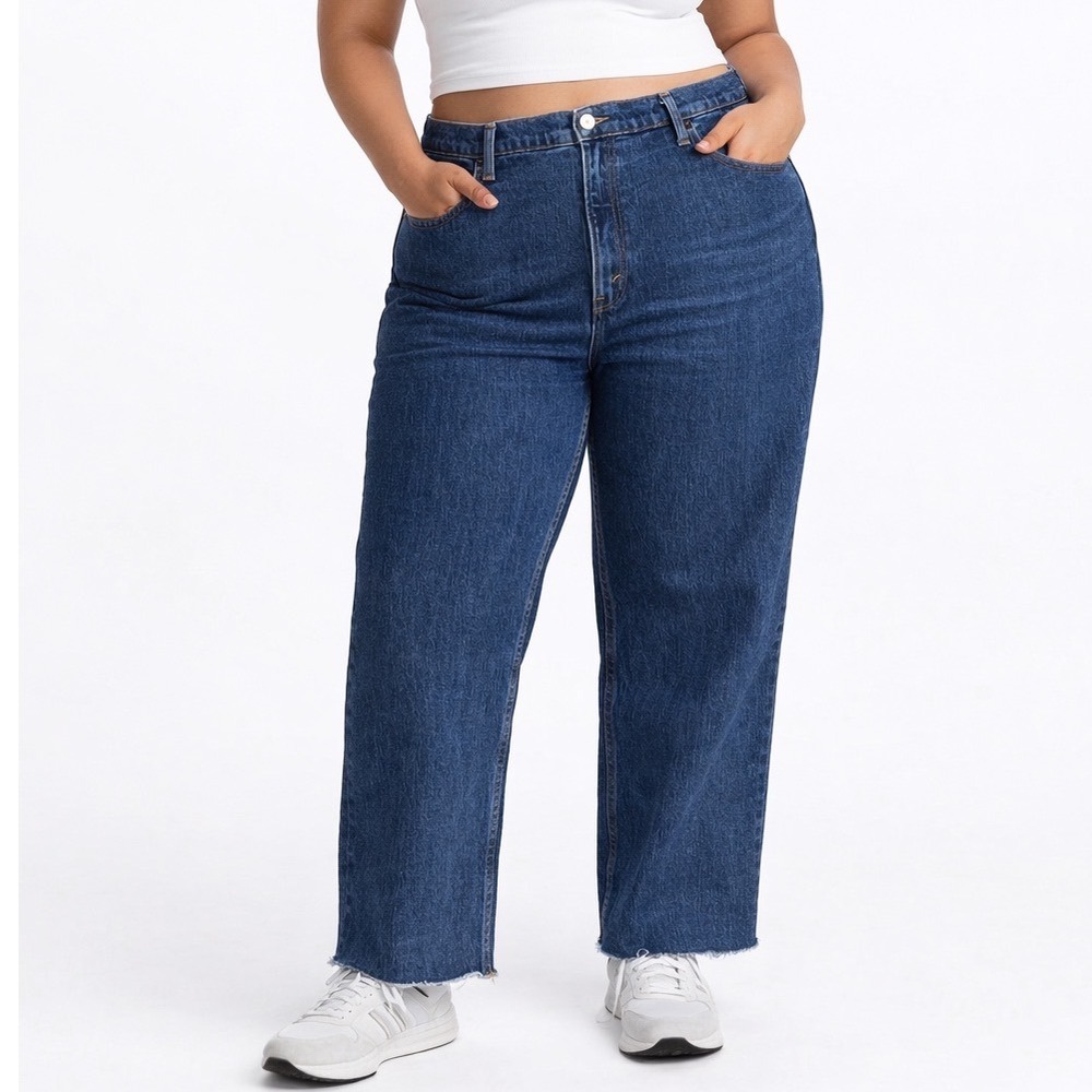 Abercrombie & Fitch The 90s Straight Ultra High Rise Jeans  Raw Hem 33 16 Short